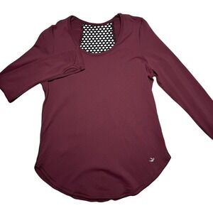 Athletic‎ Mesh Back Long Sleeve Workout Top Thumbhole Stretch Form Fitting 2000s